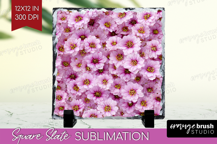 Pastel Floral Slate PNG - Flower Field Square Slate