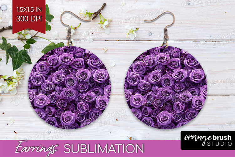 Pastel Floral Round Earrings - Flower Field PNG Sublimation