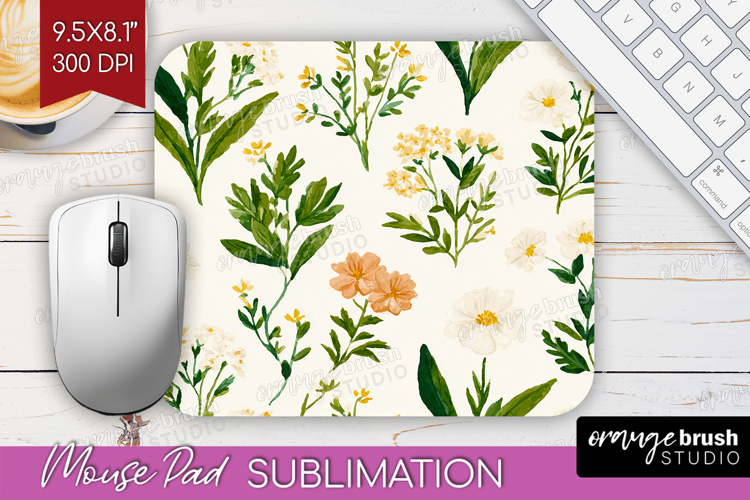 Floral Mouse Pad Sublimation - Spring Flowers Mousepad PNG