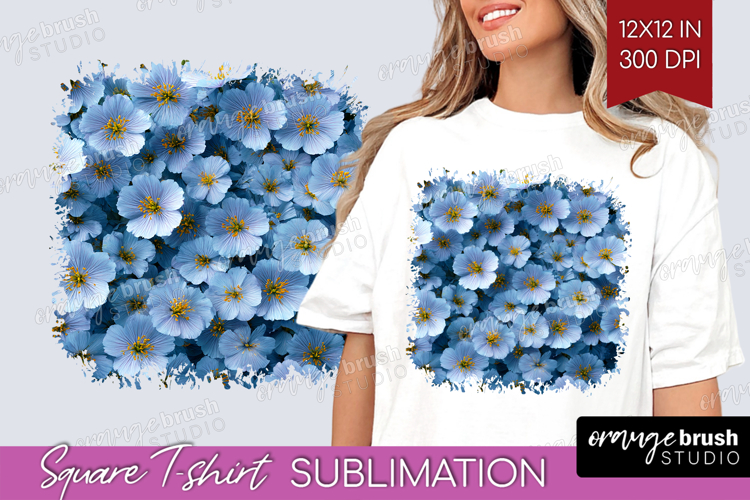 Pastel Floral Square Tshirt Background - Flower Field PNG