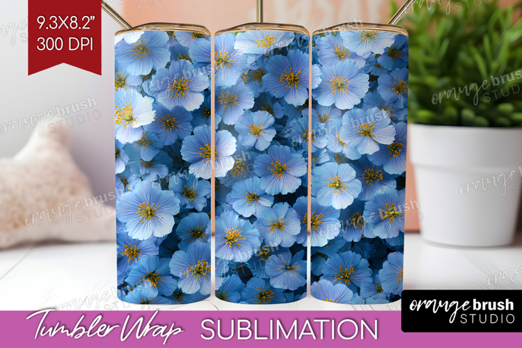Pastel Floral Tumbler Wrap - Flower Field Tumbler PNG