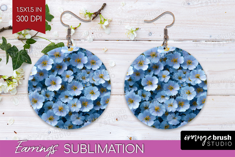 Pastel Floral Round Earrings - Flower Field PNG Sublimation