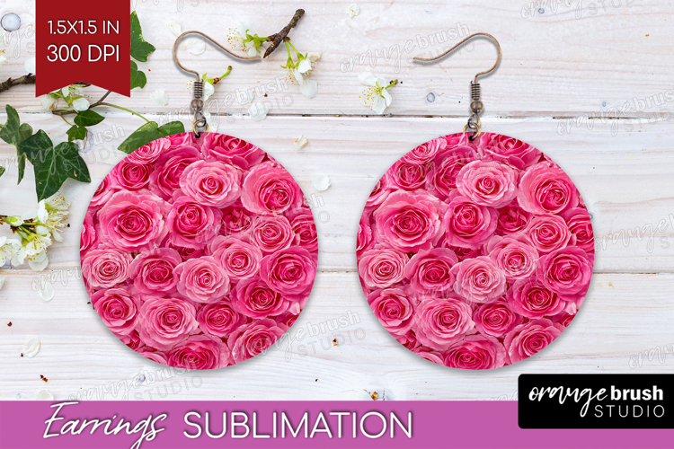 Pastel Floral Round Earrings - Flower Field PNG Sublimation