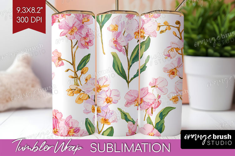 Floral Tumbler Wrap - Spring Flowers Tumbler PNG Sublimation