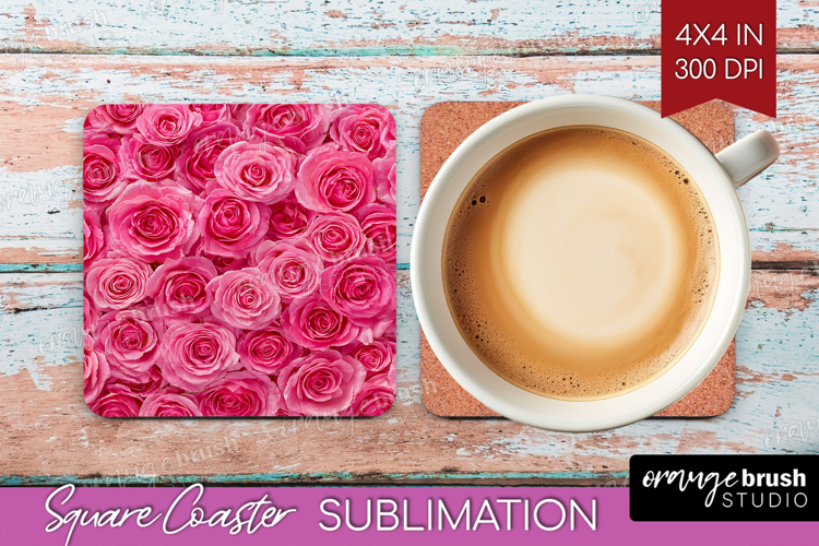Pastel Floral Square Coaster - Flower Field Coaster PNG