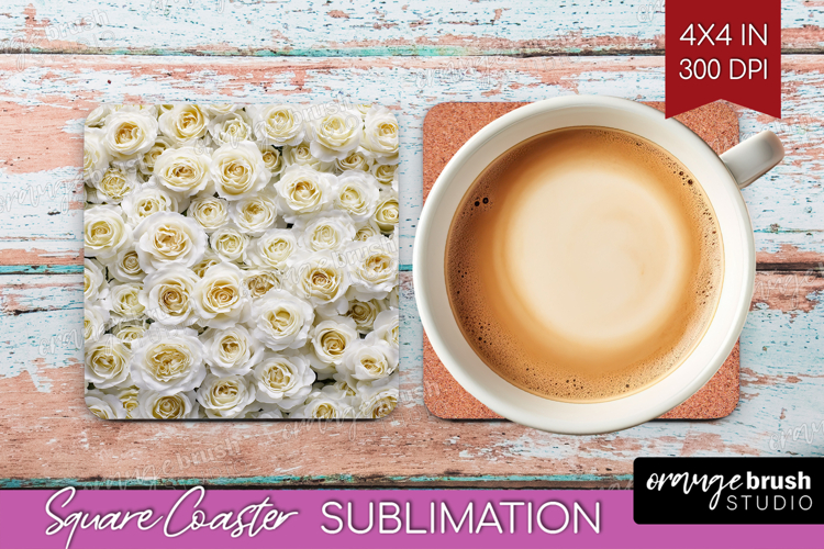 Pastel Floral Square Coaster - Flower Field Coaster PNG