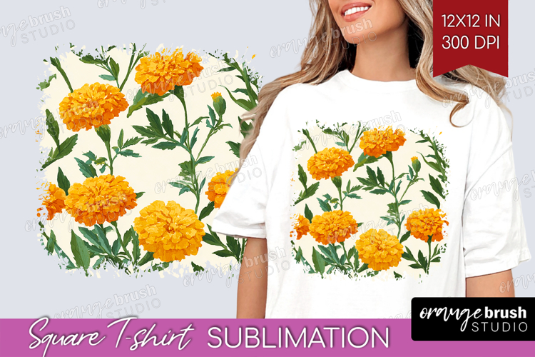 Floral Square Tshirt Background - Spring Flowers PNG