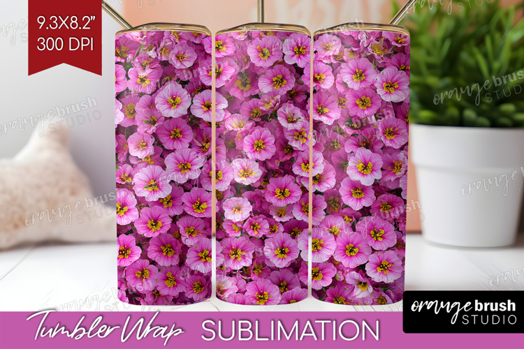 Pastel Floral Tumbler Wrap - Flower Field Tumbler PNG