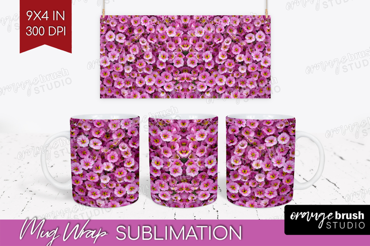 Pastel Floral Mug Wrap - Flower Field Mug PNG Sublimation