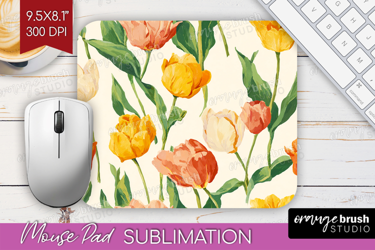 Floral Mouse Pad Sublimation - Spring Flowers Mousepad PNG