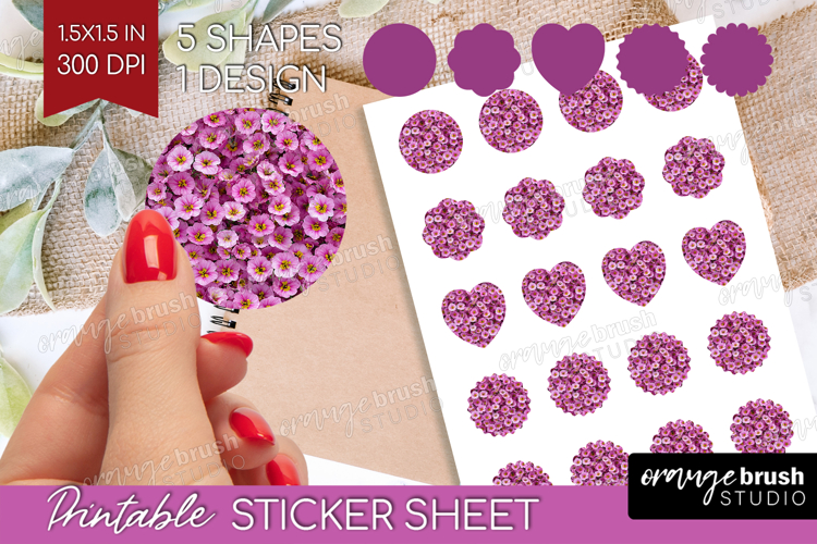 Pastel Floral Round Sticker - Flower Field Printable Sticker