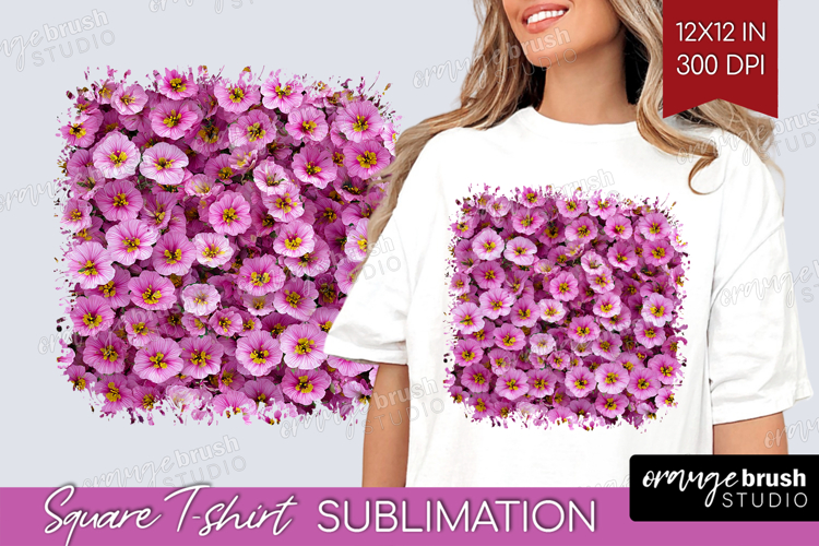 Pastel Floral Square Tshirt Background - Flower Field PNG