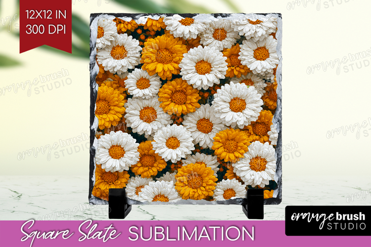 Pastel Floral Slate PNG - Flower Field Square Slate