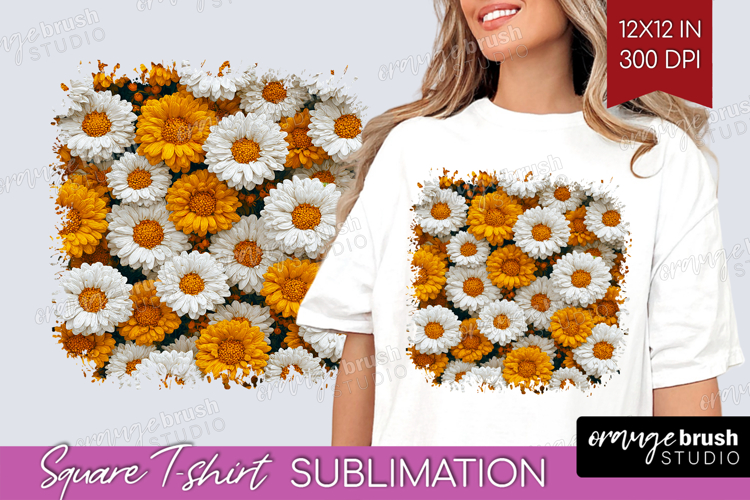 Pastel Floral Square Tshirt Background - Flower Field PNG