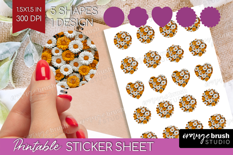Pastel Floral Round Sticker - Flower Field Printable Sticker