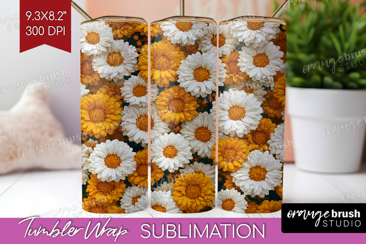 Pastel Floral Tumbler Wrap - Flower Field Tumbler PNG