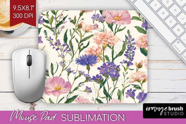Floral Mouse Pad Sublimation - Spring Flowers Mousepad PNG