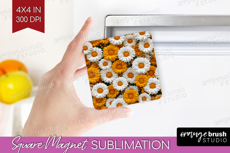 Pastel Floral Magnet Sublimation - Flower Field Square PNG