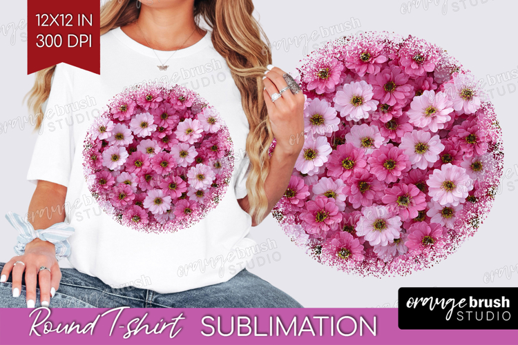 Pastel Floral Round Tshirt Background - Flower Field PNG