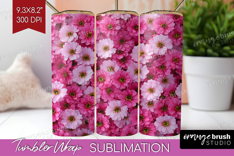 Pastel Floral Tumbler Wrap - Flower Field Tumbler PNG