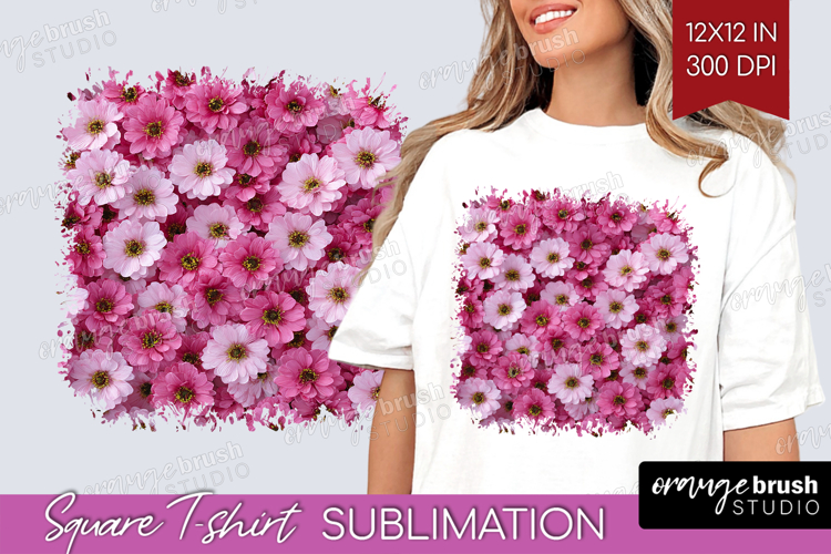 Pastel Floral Square Tshirt Background - Flower Field PNG