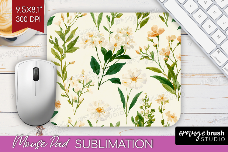 Floral Mouse Pad Sublimation - Spring Flowers Mousepad PNG