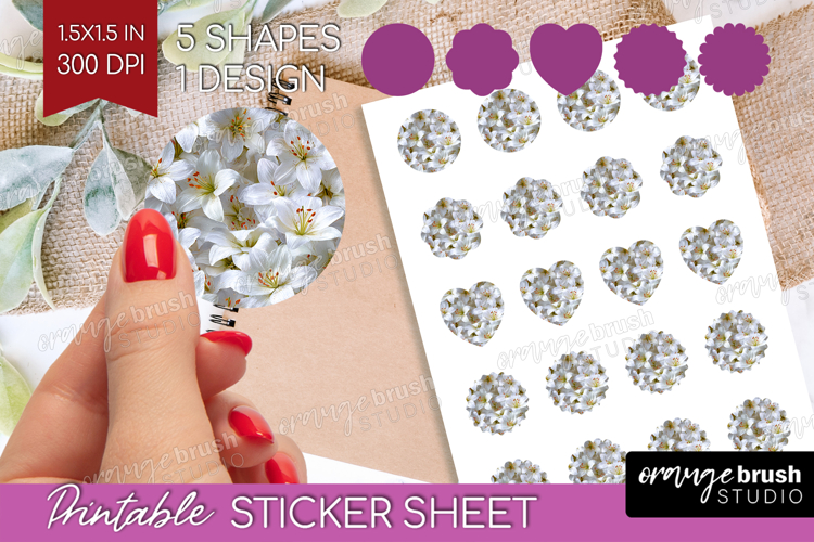 Pastel Floral Round Sticker - Flower Field Printable Sticker