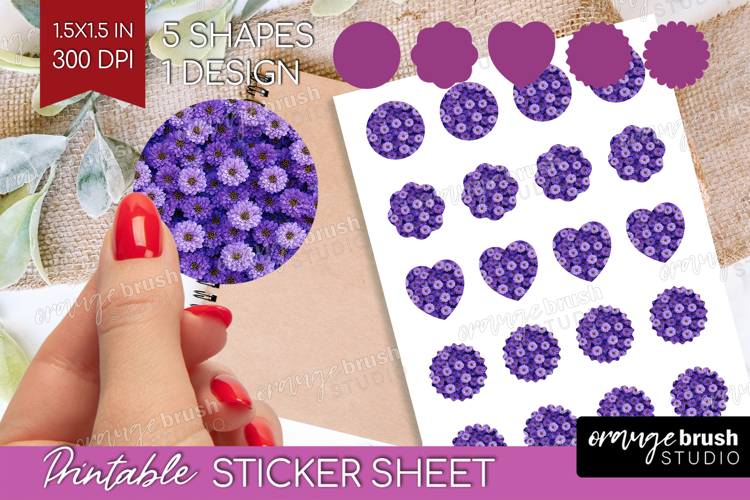 Pastel Floral Round Sticker - Flower Field Printable Sticker