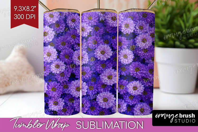 Pastel Floral Tumbler Wrap - Flower Field Tumbler PNG