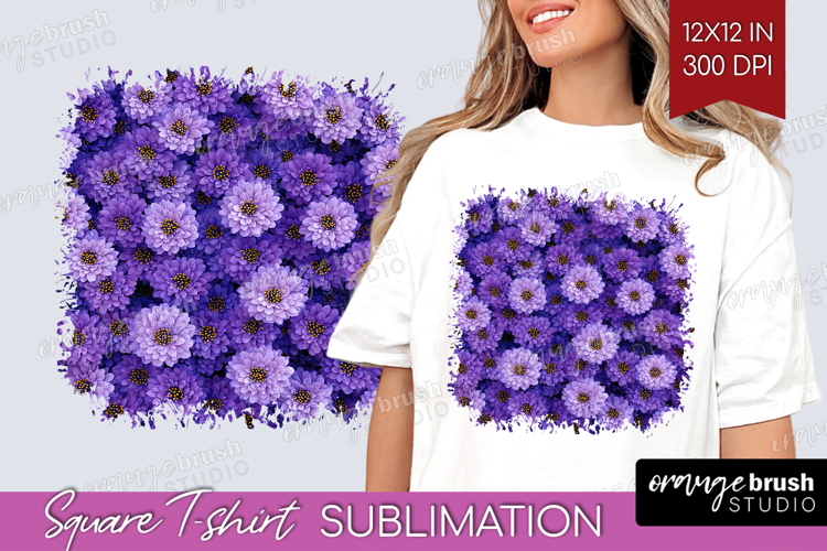 Pastel Floral Square Tshirt Background - Flower Field PNG