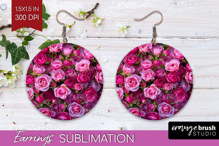 Pastel Floral Round Earrings - Flower Field PNG Sublimation