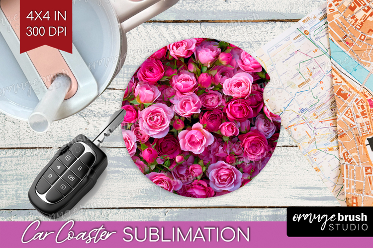 Pastel Floral Car Coaster - Flower Field Coaster PNG