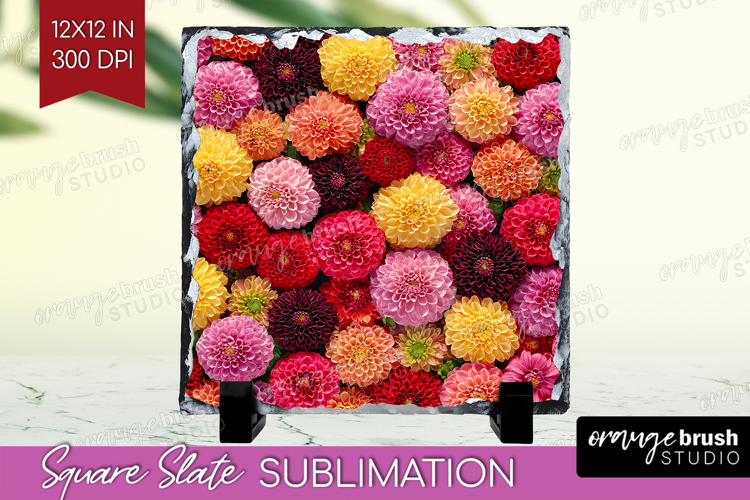 Pastel Floral Slate PNG - Flower Field Square Slate