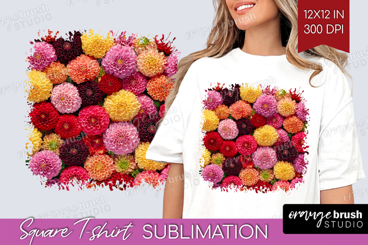 Pastel Floral Square Tshirt Background - Flower Field PNG