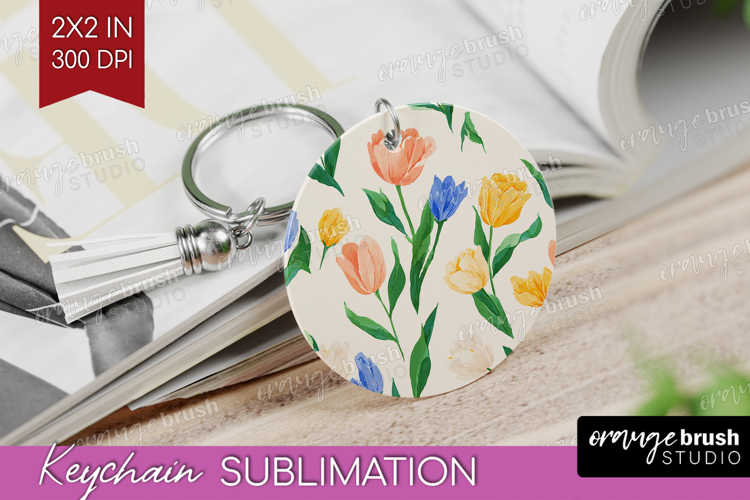 Floral Keychain PNG - Spring Flowers Keychain Sublimation