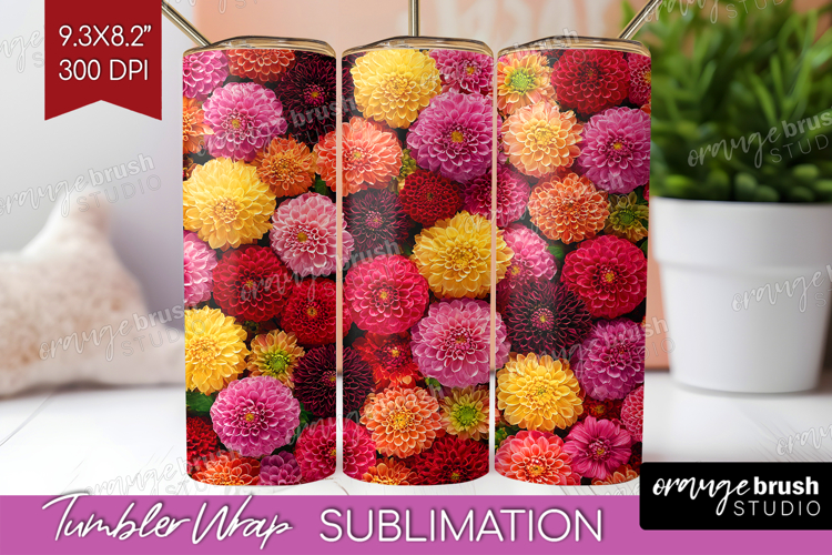 Pastel Floral Tumbler Wrap - Flower Field Tumbler PNG