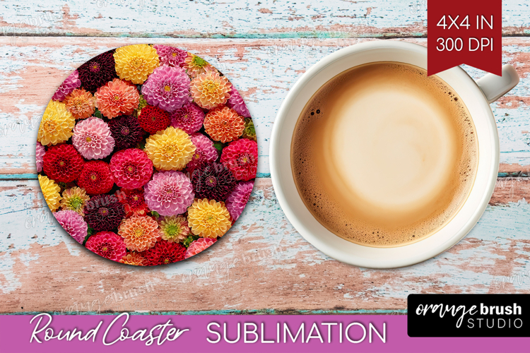 Pastel Floral Round Coaster - Flower Field Coaster PNG