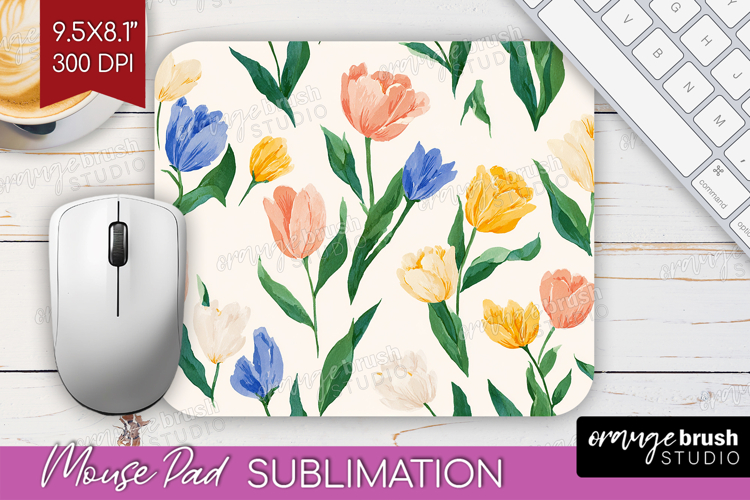 Floral Mouse Pad Sublimation - Spring Flowers Mousepad PNG