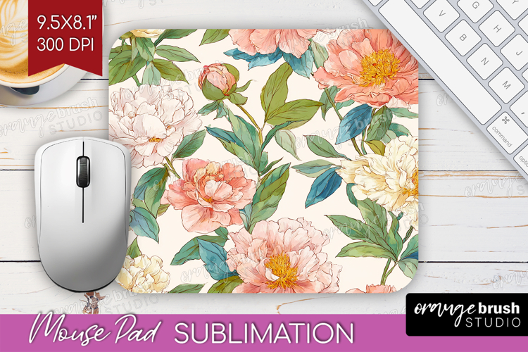 Floral Mouse Pad Sublimation - Spring Flowers Mousepad PNG