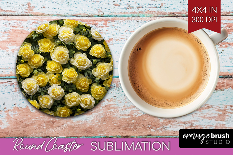 Pastel Floral Round Coaster - Flower Field Coaster PNG