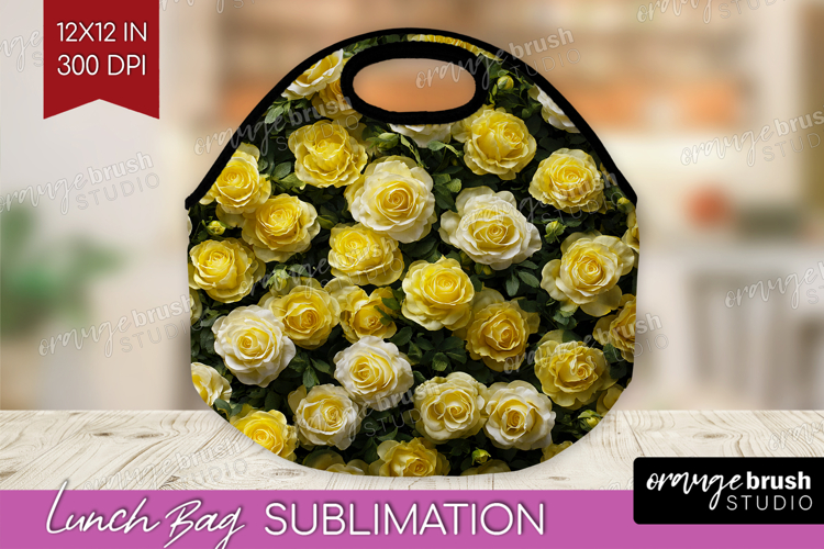 Pastel Floral Lunch Bag - Flower Field Lunch Bug PNG