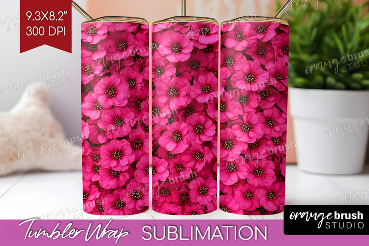 Pastel Floral Tumbler Wrap - Flower Field Tumbler PNG
