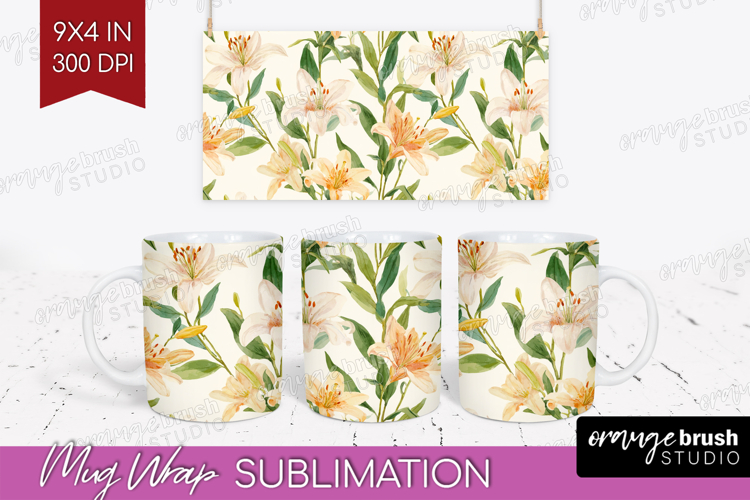Floral Mug Wrap - Spring Flowers Mug PNG Sublimation