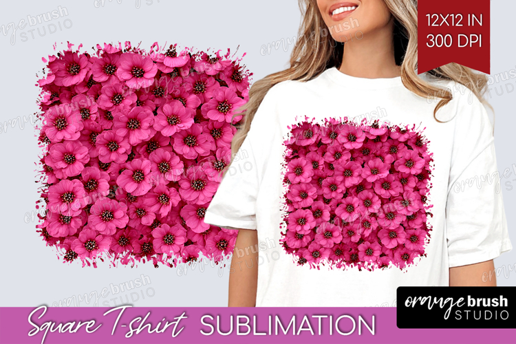Pastel Floral Square Tshirt Background - Flower Field PNG