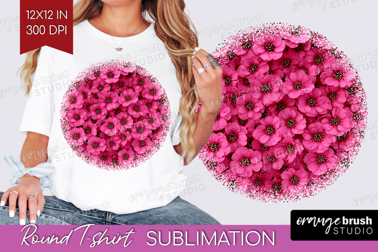 Pastel Floral Round Tshirt Background - Flower Field PNG