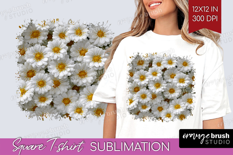 Pastel Floral Square Tshirt Background - Flower Field PNG