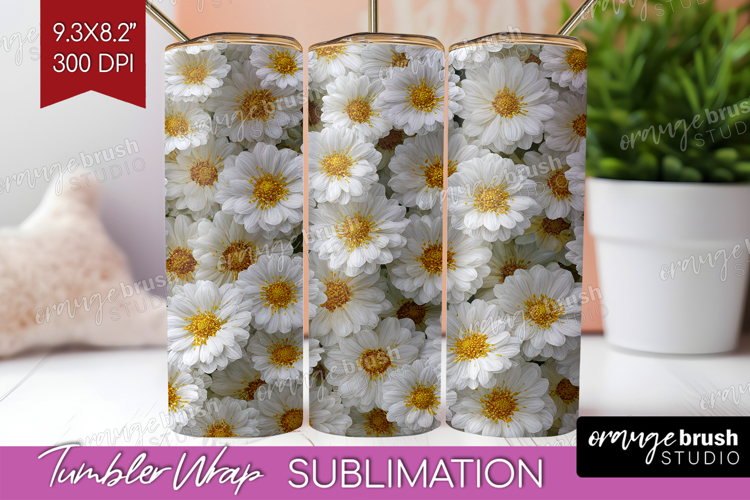 Pastel Floral Tumbler Wrap - Flower Field Tumbler PNG