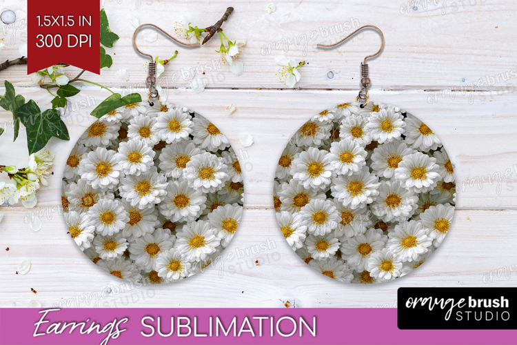 Pastel Floral Round Earrings - Flower Field PNG Sublimation
