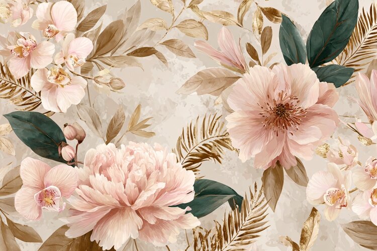 Watercolor Beige & White Rose Floral Corner Border example image 1