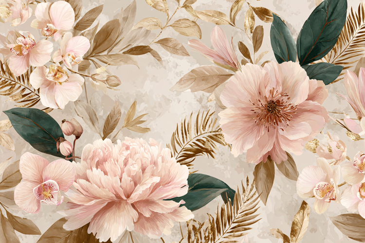 Watercolor Beige & White Rose Floral Corner Border